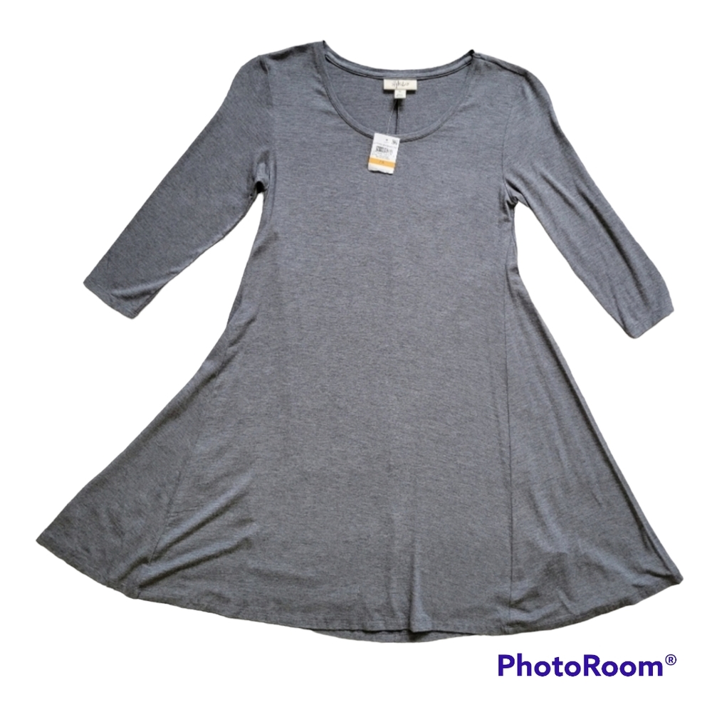 🆕️Style&Co Essentials PS Mid Heather Grey 3/4 Sleeve Dress❤️